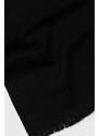 Vlnený šál Emporio Armani čierna farba, jednofarebný