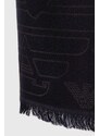 Vlnený šál Emporio Armani tmavomodrá farba, jednofarebný