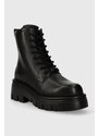Kožené členkové topánky Karl Lagerfeld KOMBAT KC dámske, čierna farba, na platforme, KL45350