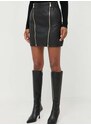 Kožená sukňa Pinko čierna farba, mini, rovný strih, 101738.Y6WL