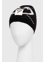 Detská čiapka s prímesou vlny Pinko Up čierna farba biela, z tenkej pleteniny