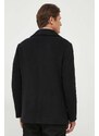 Vlnený kabát Liu Jo čierna farba, prechodný, dvojradový