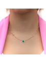 Lillian Vassago Zlatý náhrdelník s malachitom, štvorlístky LLV31-GN039Y