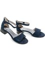 Jana 8-28261-20 modré dámske sandále na podpätku šírka H
