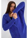 MladaModa Alpaka kabát Evelin s netopierími rukávmi farba kráľovská modrá