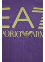 Bavlnená mikina EA7 Emporio Armani pánska, fialová farba, s kapucňou, s potlačou
