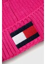 Detská čiapka Tommy Hilfiger ružová farba biela