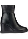 Kožené členkové topánky Geox D ELIDEA WEDGE B dámske, čierna farba, na kline, D36VQB 00043 C9999