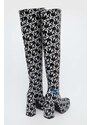 Kožené čižmy Karl Lagerfeld Jeans STAK HEEL II dámske, čierna farba, na podpätku, KLJ93191