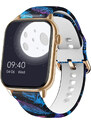 Smart hodinky Madvell Pulsar s volaním cez bluetooth a EKG púdrovo zlaté so silikónovým remienkom Pierka