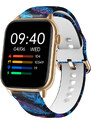 Smart hodinky Madvell Pulsar s volaním cez bluetooth a EKG púdrovo zlaté so silikónovým remienkom Pierka