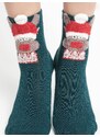 Yups Socks with reindeer application in a green Christmas hat