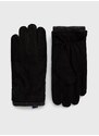 Semišové rukavice Polo Ralph Lauren pánske, čierna farba