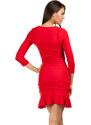 Dámske spoločenské šaty s volánikmi červené - Červená - MOE