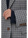 Vlnená bunda Tommy Hilfiger šedá farba, jednoradová, vzorovaná