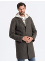 Ombre Clothing Pánsky ľahký jednoradový kabát - grafitovo-haki V6 OM-COWC-0104