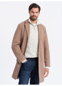 Ombre Clothing Pánsky ľahký jednoradový kabát - béžový V7 OM-COWC-0104