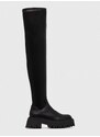 Vysoké čižmy Steve Madden Outsource dámske, čierna farba, na platforme, SM11002706