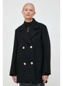 Vlnený kabát Pinko čierna farba, prechodný