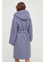Vlnený kabát Samsoe Samsoe fialová farba, prechodný, oversize