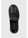 Kožené mokasíny Calvin Klein Jeans CHUNKY COMBAT LOAFER WN dámske, čierna farba, na platforme, YW0YW01120