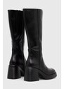 Kožené čižmy Vagabond Shoemakers BROOKE dámske, čierna farba, na podpätku, 5644.101.20