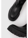 Vysoké čižmy HUGO Kris čierna farba, na platforme, jemne zateplené, 50504706