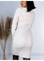 Webmoda Dámske svetríkové šaty s gombíkmi - béžové