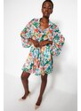 Trendyol Multi Color Floral Pattern Waist Open Mini Lined Chiffon Woven Dress