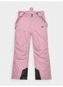 4F Dievčenské lyžiarske nohavice s trakmi a membránou 8000 - ružové