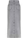 Trendyol Gray Slit Midi Denim Skirt