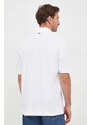 Bavlnené polo tričko Lacoste biela farba, s nášivkou