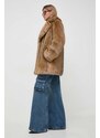 Kabát MICHAEL Michael Kors dámsky, béžová farba, prechodný, oversize