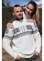 Ewident KIRK Z pánsky sveter s nórskym vzorom biela