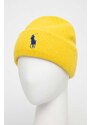 Vlnená čiapka Polo Ralph Lauren žltá farba, z hrubej pleteniny, vlnená, 455931421