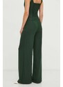 Nohavice Gestuz Fenaya dámske, zelená farba, široké, vysoký pás