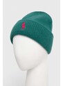 Vlnená čiapka Polo Ralph Lauren zelená farba,z hrubej pleteniny,vlnená,455931421