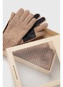 Čiapka a rukavice s prímesou vlny UGG hnedá farba