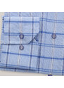 Willsoor Pánska modrá károvaná košeľa slim fit s prímesou ľanu 15625