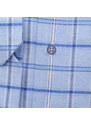 Willsoor Pánska modrá károvaná košeľa slim fit s prímesou ľanu 15625