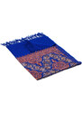 Pranita Kašmírsky vlnený šál vyšívaný hodvábom modrý s hnedou farbou