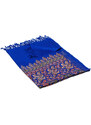Pranita Kašmírsky vlnený šál vyšívaný hodvábom modrý s šedozelenou farbou