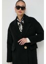 Vlnený kabát Beatrice B čierna farba, prechodný, oversize