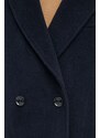 Vlnený kabát Liu Jo tmavomodrá farba, prechodný, dvojradový