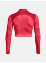 Tmavo ružové športové crop top tričko Under Armour HG Q3 Crop Mockneck