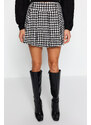 Trendyol Black Crowbar Pattern Woven Short Skirt