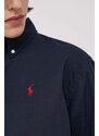 Bavlnená košeľa Polo Ralph Lauren dámska,tmavomodrá farba,voľný strih,s klasickým golierom,211916277
