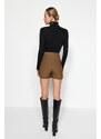 Trendyol Khaki Accessorized Woven Short Skirt
