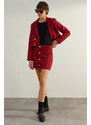 Trendyol Collection Červená prémiová vysokokvalitná tkaná mini sukňa z tvídovej tkaniny