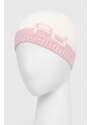 Detská vlnená čiapka Pinko Up ružová farba biela, z tenkej pleteniny, vlnená